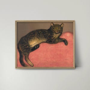 Katze auf einem Kissen-Katzenanstrich - französisches Katzenkunstwerk