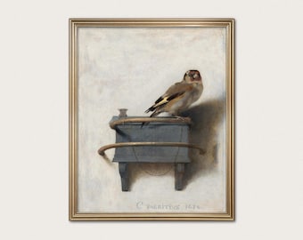 De Goudvink, 17e-eeuwse Nederlandse DOWNLOAD - Vintage vogelprint, trompe-l'oeil kunst · Digitale download