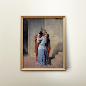 The Kiss Young Lovers Portrait - medieval romantic painting, vintage gothic art