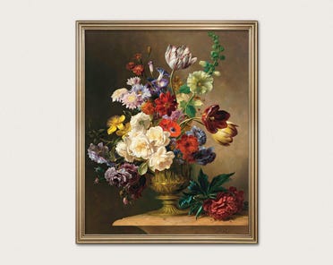 夏の花 花の静物画 - オランダの花の絵画、ダークフラワーアート