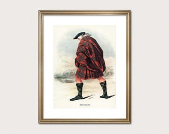 Viajante do Clã MacAulay — R.R. McIan, 1845. Gravura de um Clã das Terras Altas. Arte em Tartan Escocês. (Download Digital)