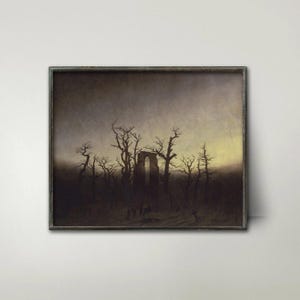 Caspar David Friedrich Download - Abbey in the Oakwood Print, Dark Landscape Art