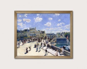ポンヌフ パリ ルノワール 版画 - フランス印象派の都市芸術、夏の風景