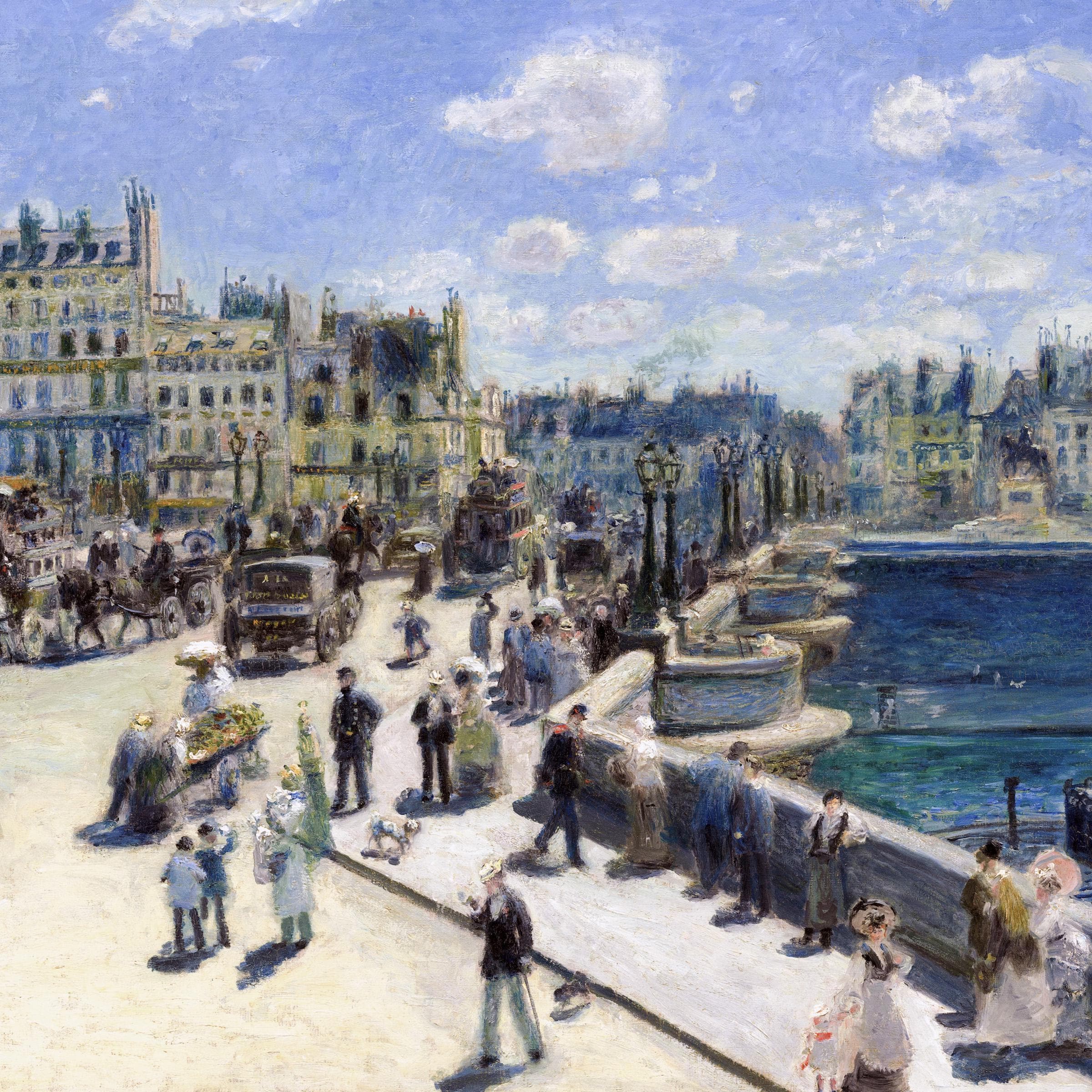 ポンヌフ パリ ルノワール 版画 - フランス印象派の都市芸術、夏の風景