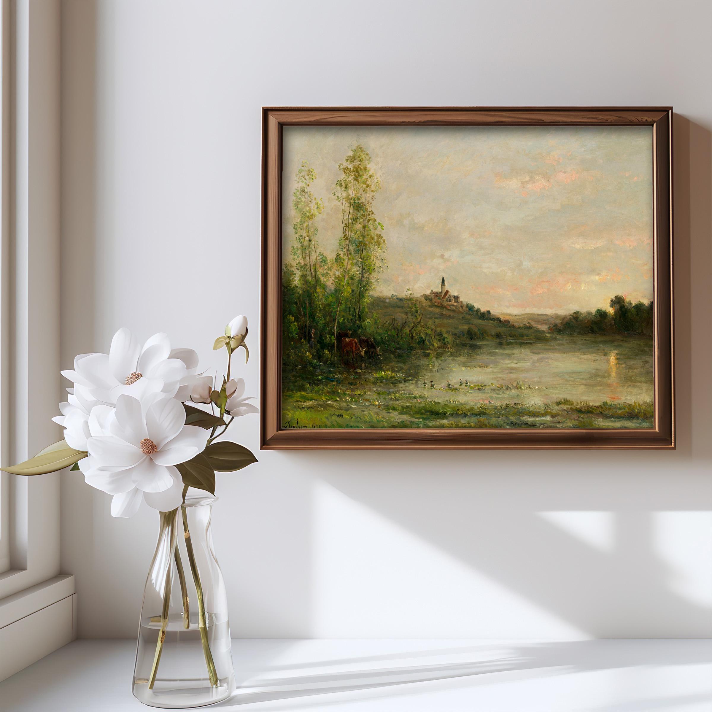 穏やかなセーヌ川の風景画｜フランスの田園風景｜シャルル＝フランソワ