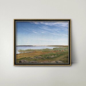The Fjord Scandinavian Landscape Print - marsh painting, glacier ocean print