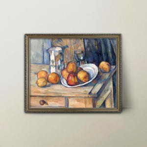 Still Life with Milk Jug & Fruit Cezanne Print - vintage impressionist painting