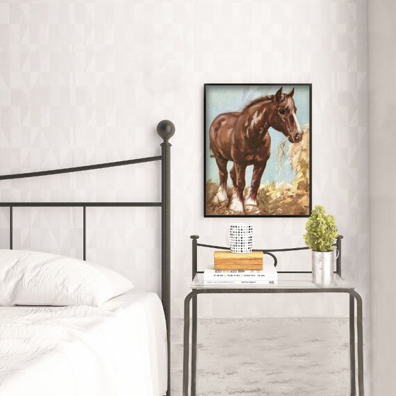 Printable Horse Art Clydesdale Print Farmhouse Decor Farm Animal Download Vintage Nursery Print Clydesdale