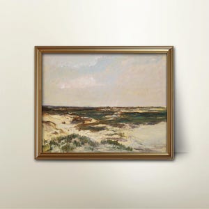 The Dunes at Camiers Daubigny Ocean Painting - cloudy day print, sea green art