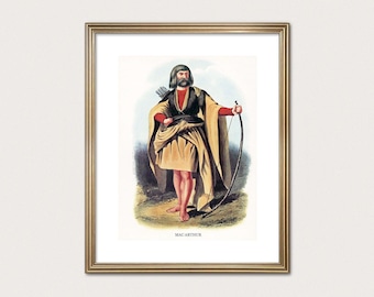 MacArthur Clan Krieger - R.R. McIan, 1845. Highland Clan Druck. Schottische Tartan-Kunst. (Digitaler Download)