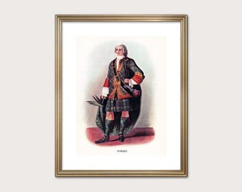 Jefe del clan Forbes — R.R. McIan, 1845. Grabado del clan de las Tierras Altas. Arte escocés de tartán. (Descarga digital)