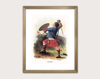 MacBean Clan Warrior — R.R. McIan, 1845. Highland Clan Print. Scottish Tartan Art. (Digital Download)