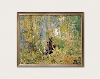 On the Trail Winslow Homer Watercolor Painting Print - forest landscape art · Digital Download