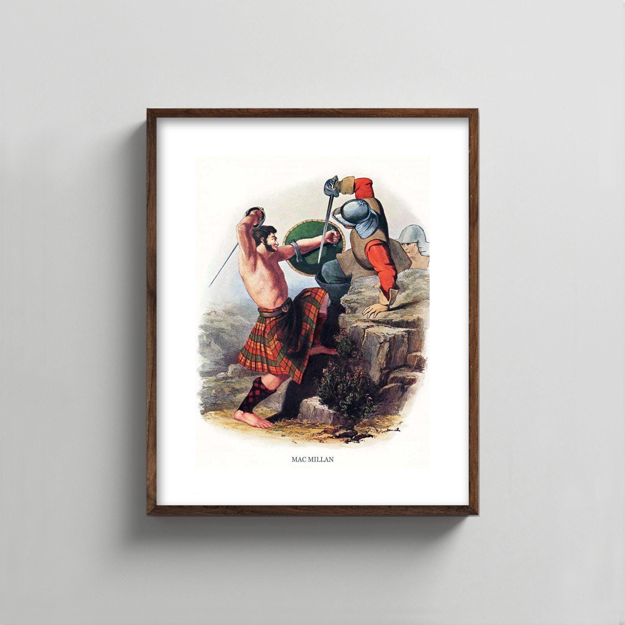 PRINTABLE MacMillan Clan Print - Vintage Scottish wall painting, Gift for Men