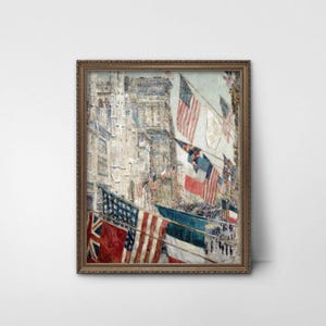5th Avenue Allies Day Parade City Art - New York City wall art, antique flag