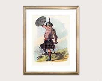 Guerriero del Clan Murray — R.R. McIan, 1845. Stampa del Clan delle Highlands. Arte scozzese in tartan. (Download digitale)