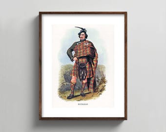 PRINTABLE Buchanan Clan Print - Vintage Scottish wall painting, Gift for Men