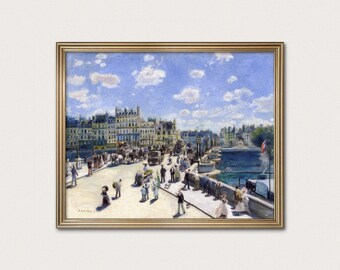 ポンヌフ、パリ、ルノワール版画 - フランス印象派の都市アート、夏の