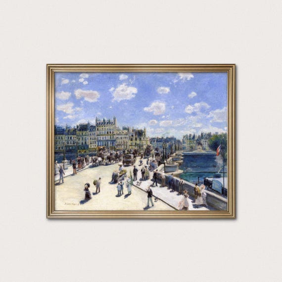 ポンヌフ パリ ルノワール 版画 - フランス印象派の都市芸術、夏の風景