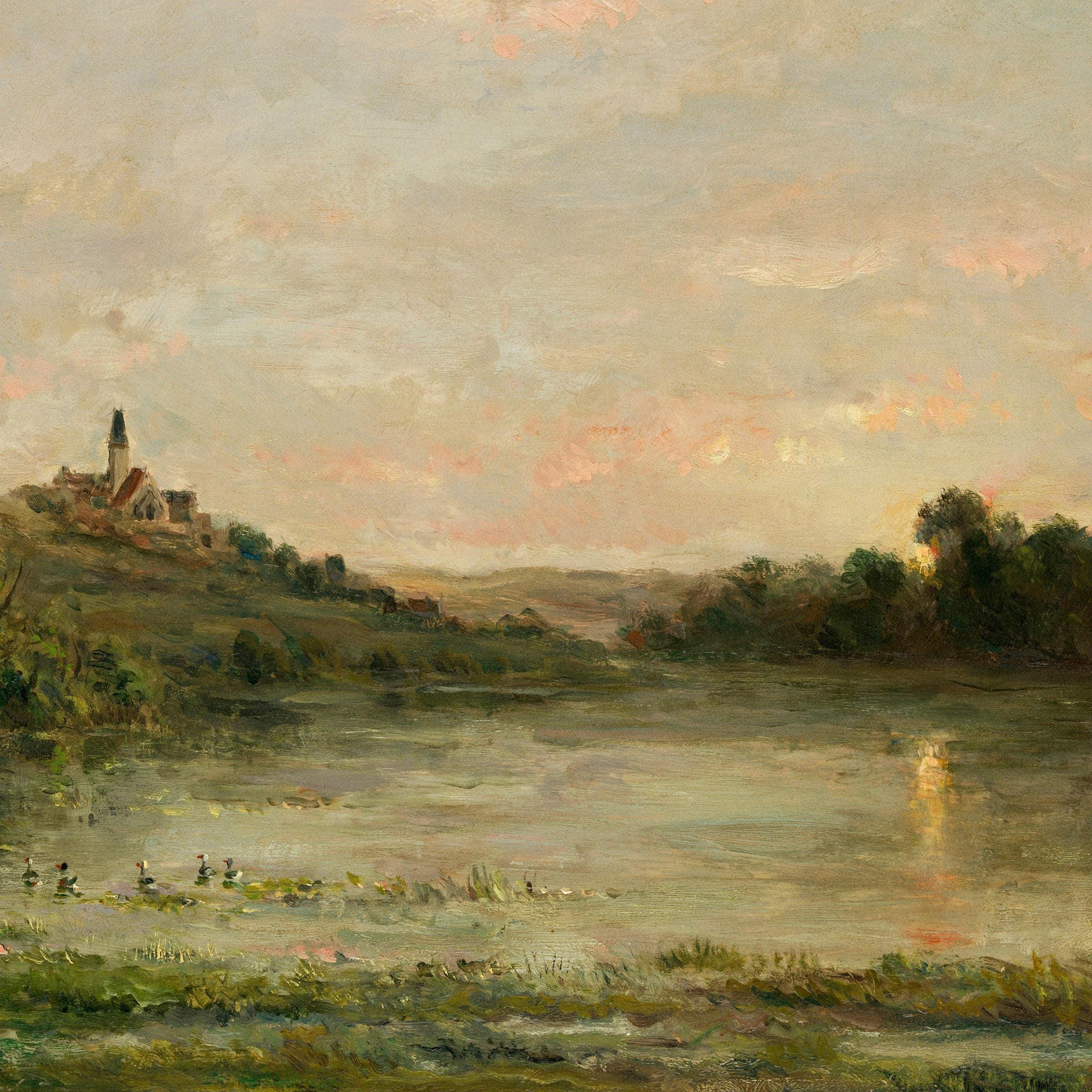 穏やかなセーヌ川の風景画｜フランスの田園風景｜シャルル＝フランソワ