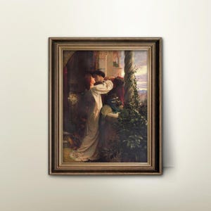 Shakespeare-prent Romeo en Julia - middeleeuwse romantische schilderkunst, vintage gothic