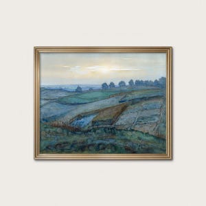 Piet Mondriaan Arnhem landschapsafdruk - mistige landschapskunst, aquarel · Digitale download