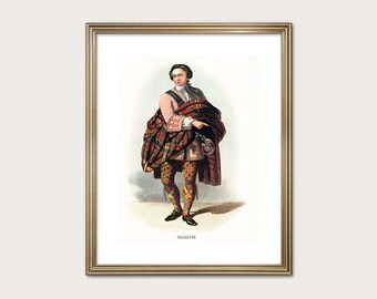 Ogilvie Clan - R.R. McIan, 1845. Highland Clan Druck. Schottische Tartan-Kunst. (Digitaler Download)