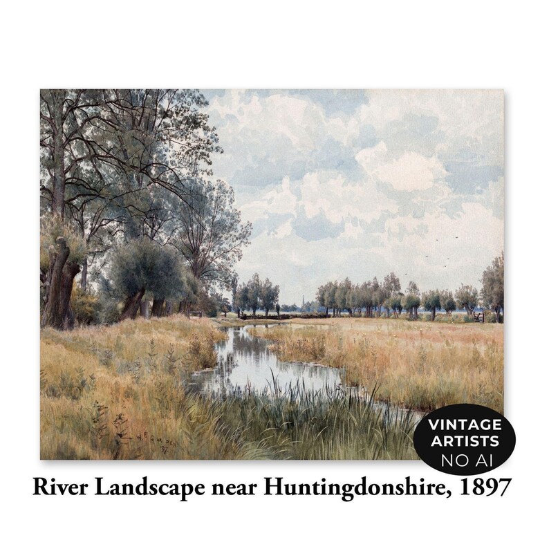Muted English River Landscape Art | Marsh Painting | William Fraser Garden, 1897 | Fine Art Print | Digital Download image 5