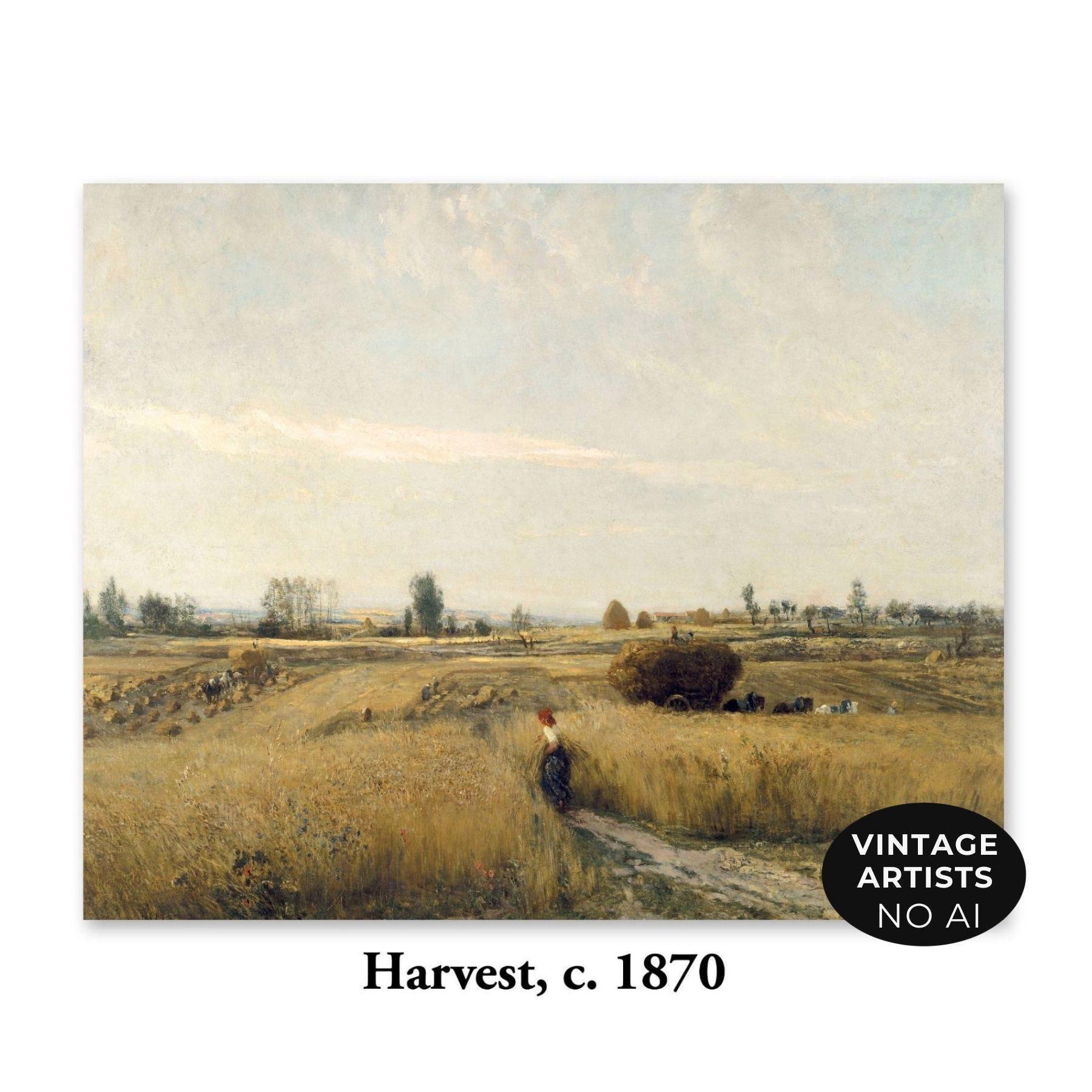 収穫 シャルル・フランソワ・ドービニー 風景画 - 農家の風景画 壁