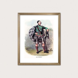 Stampa del clan MacPherson: ritratto d'epoca di un capo scozzese (download digitale)