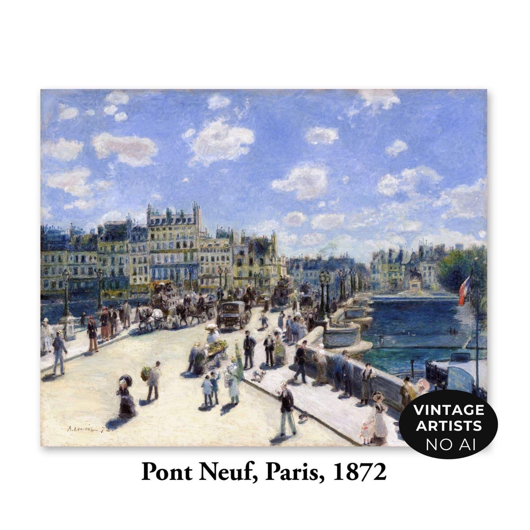 ポンヌフ パリ ルノワール 版画 - フランス印象派の都市芸術、夏の風景