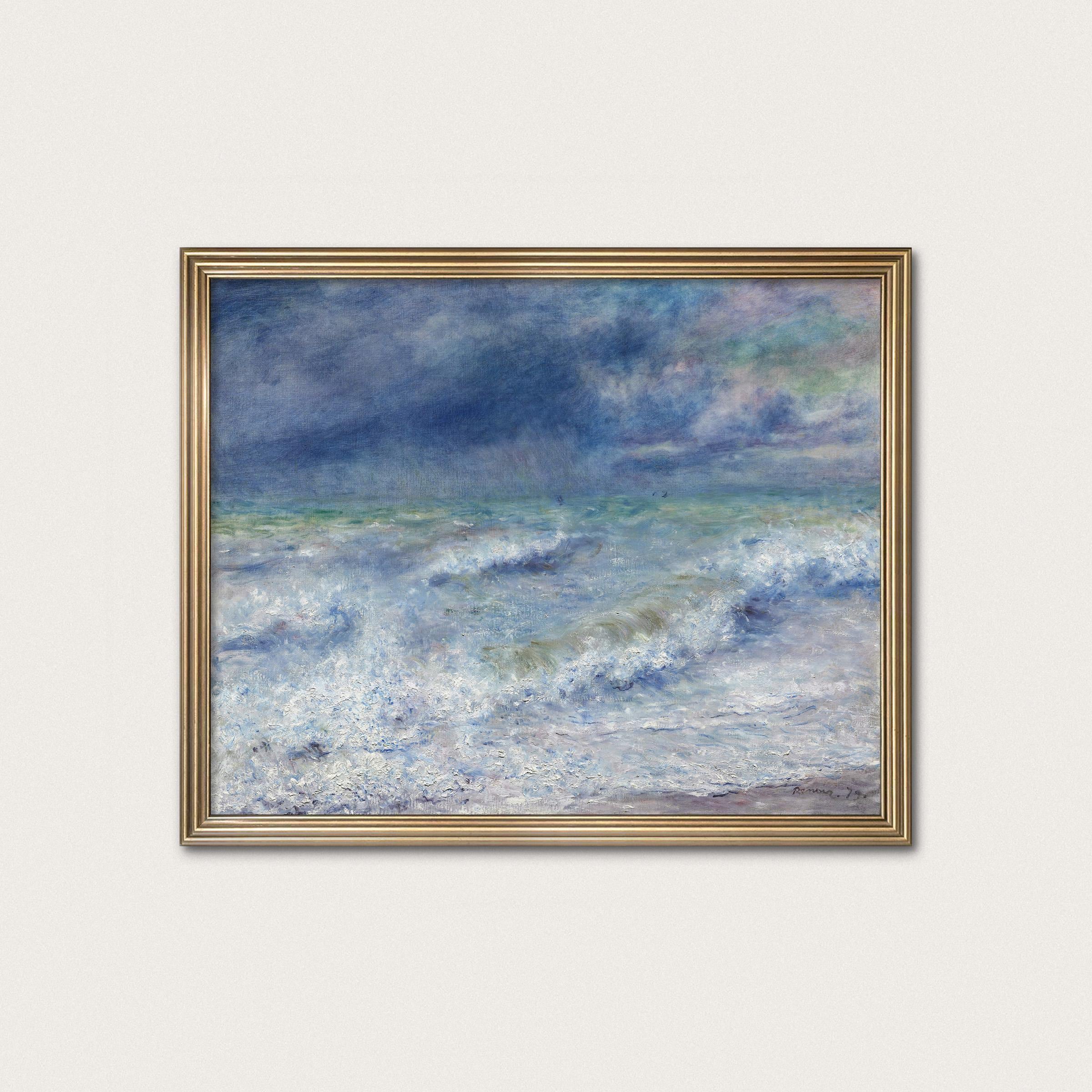 ムーディーな印象派プリント｜青と緑の海の波のアート｜ピエール