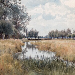 Muted English River Landscape Art | Marsh Painting | William Fraser Garden, 1897 | Fine Art Print | Digital Download image 4