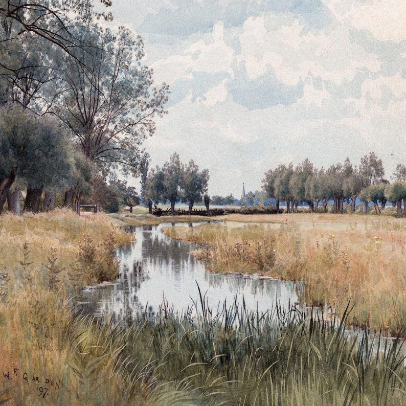 Muted English River Landscape Art | Marsh Painting | William Fraser Garden, 1897 | Fine Art Print | Digital Download image 4