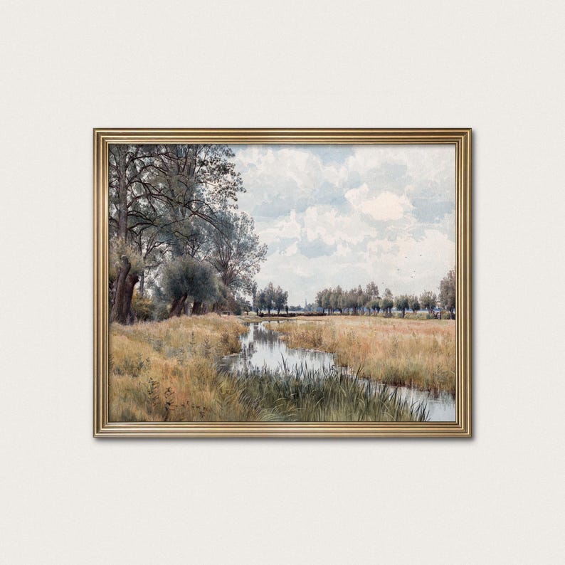 Muted English River Landscape Art | Marsh Painting | William Fraser Garden, 1897 | Fine Art Print | Digital Download image 1