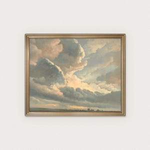 Stormy Sunset Cloud Art Print – Vintage Landscape (Digital Download)