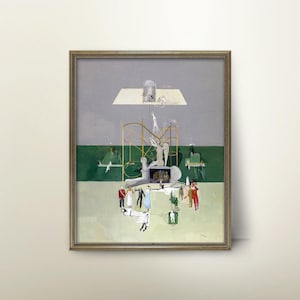 Surreal Art Print - avant garde painting, vintage modern art, Mystery of Life