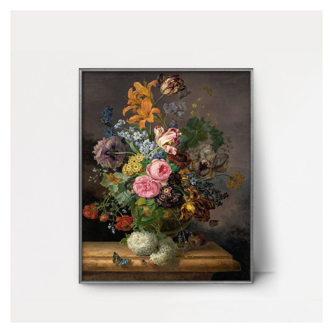 Flower Arrangement 1830s Floral Still Life Victorian Flower Painting