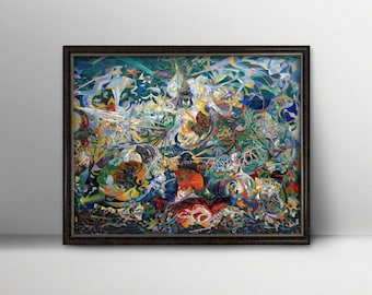 Coney Island Futurism Print - vintage abstract painting, blue home decor