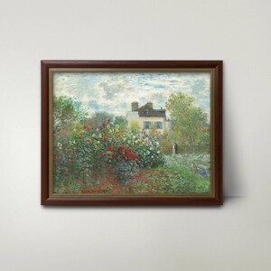 Garden of Monet Print - french farmhouse impressionist, summer flower art