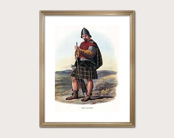 MacLaurin-clanstrijder — R.R. McIan, 1845. Print Highland Clan. Schotse tartankunst. (Digitale download)