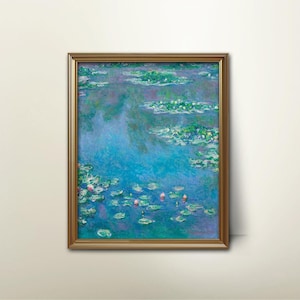 Monet Water Lilies Monet Print - impressionist painting, vintage lily pad art