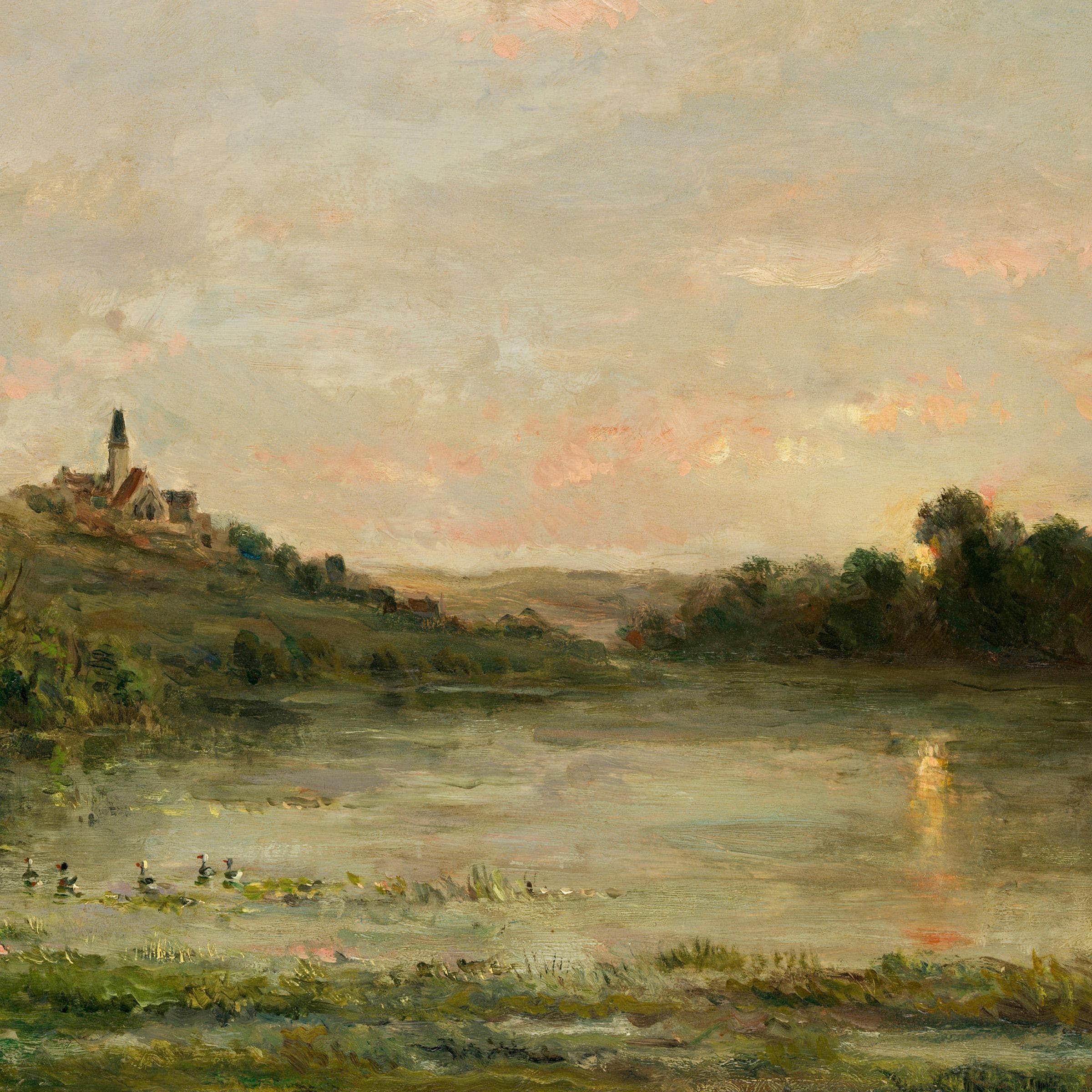 穏やかなセーヌ川の風景画｜フランスの田園風景｜シャルル＝フランソワ