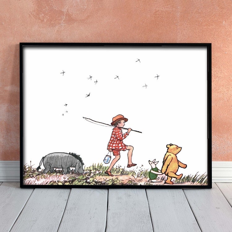 Classic Winnie the Pooh Nursery Art 8x10 Girls Room Print Etsy