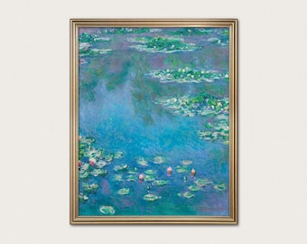 Waterlily Painting | Blue Impressionist Art | Claude Monet, c. 1915 | Digital Download