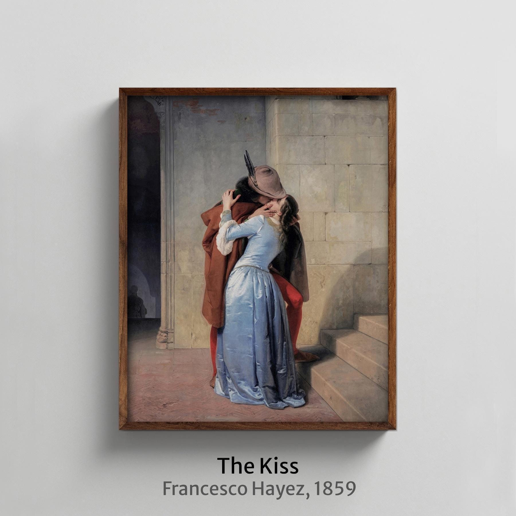キス 若い恋人たちの肖像画 - 中世のロマンティックな絵画