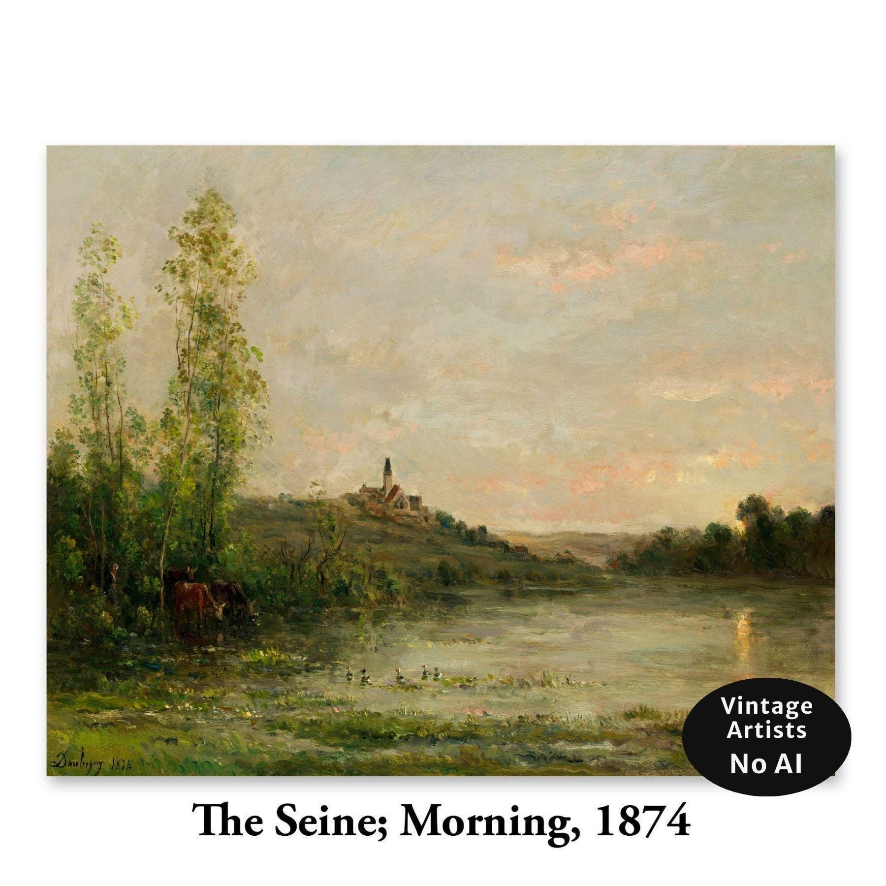 セーヌ川の朝 シャルル・フランソワ・ドービニー 風景画 - フランスの