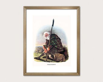 Guerrero del clan Farquharson — R.R. McIan, 1845. Grabado del clan de las Tierras Altas. Arte escocés de tartán. (Descarga digital)