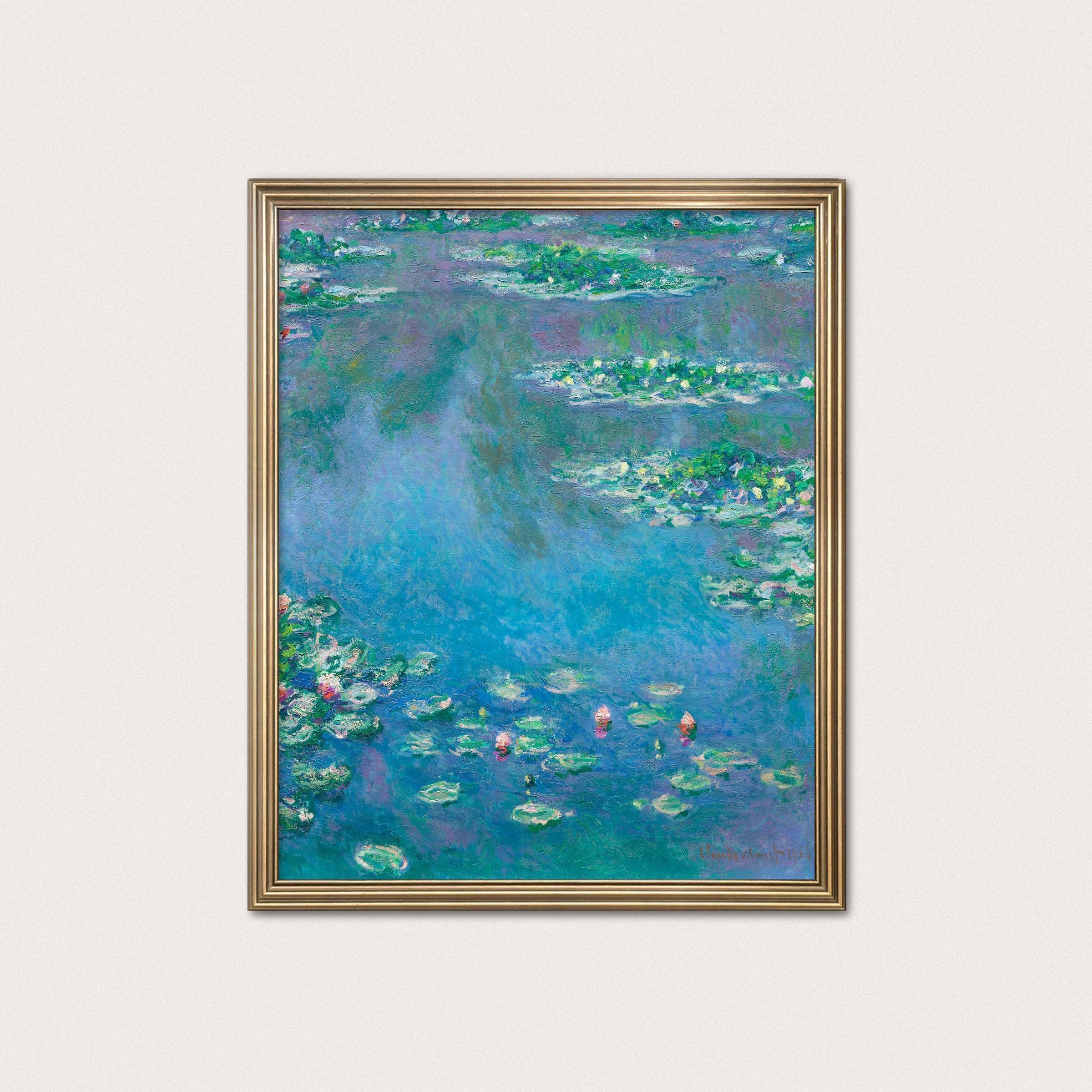 睡蓮の絵画｜青の印象派絵画｜クロード・モネ、1915年頃｜デジタル