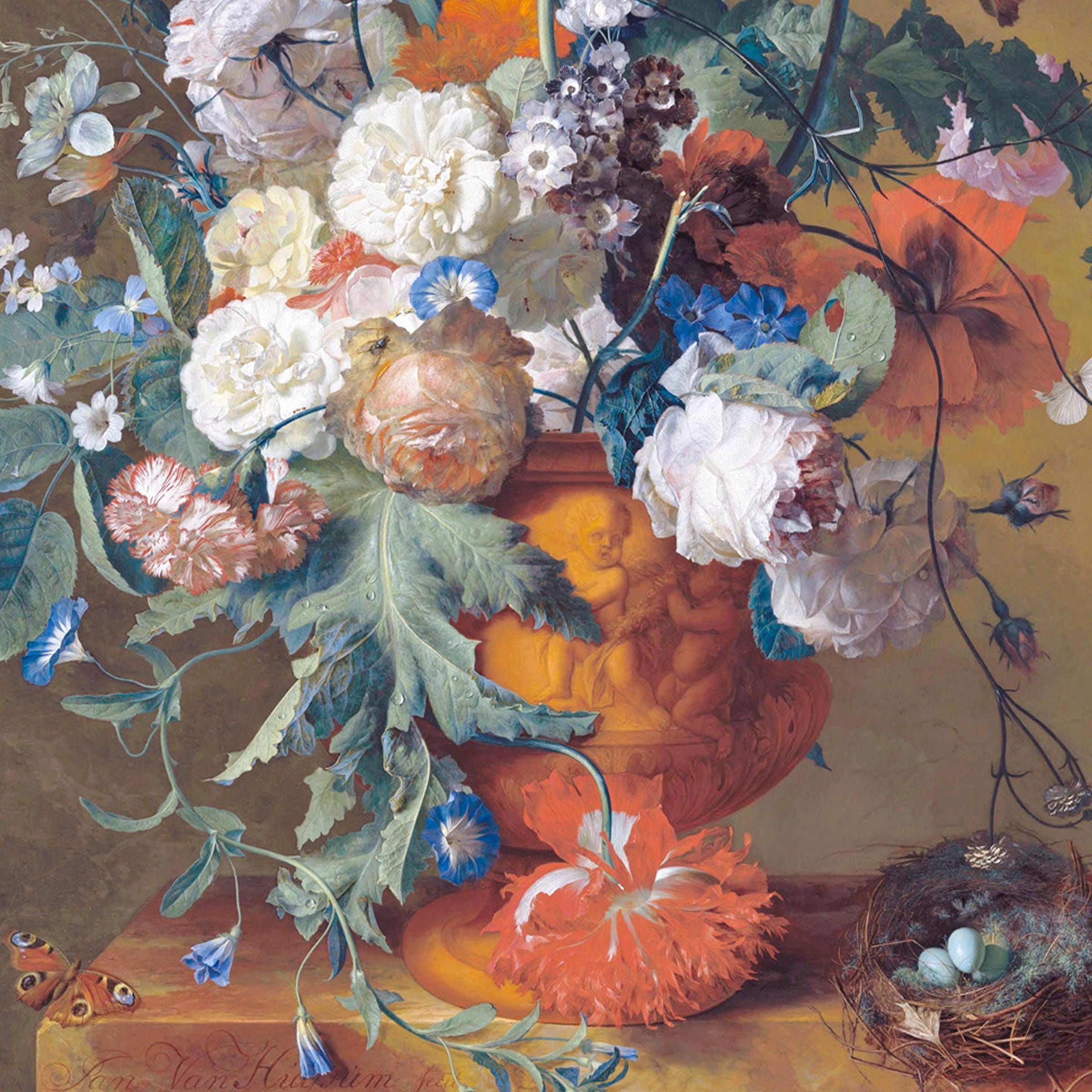 花瓶の花、花の静物画 - オランダの花の絵画、青い花の芸術 · デジタル